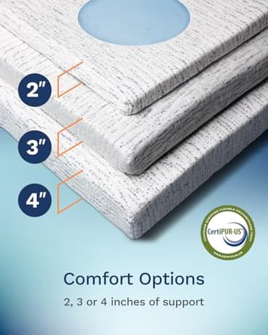 ViscoSoft 3 Inch Memory Foam Mattress Topper King - Select High Density - (Gel-Infused and Ventilated) Mattress Pad with Soft Removable Bamboo-Rayon Cover - Image 6