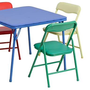 Flash Furniture Mindy Kids 5-Piece set Folding Square Table and Chairs Set for Daycare and Classrooms, Children's Activity Table and Chairs Set, Multicolor - Image 4