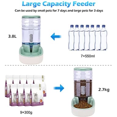 Kacoomi Automatic Dog Cat Feeder and Water Dispenser Gravity Food Feeder and Waterer Set with Pet Food Bowl for Small Medium Dog Puppy Kitten, Large Capacity 1 Gallon x 2 - Image 2