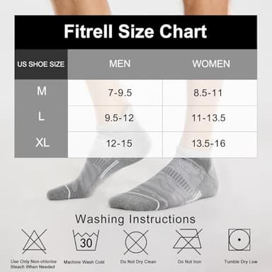 FITRELL 6 Pack Men's Running Socks Ankle Low Cut Cushioned No Show Compression Athletic Sports Gift for Men, Shoe Size 9-12, Light Gray+White - Image 2