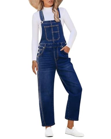 luvamia Overalls for Women Jean Overalls Women Loose Blue Jean Jumpsuit Travel Outfits Denim Overalls Jump Suit Classic Blue Medium Fits Size 8 / Size 10 - Image 1