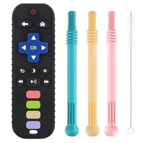 Teething Toys for Babies 0-6 6-12 12-18 Months Bpa Free Teething Sticks and Remote Teether for Babies Baby Sensory Chew Toys for Infants 0-18 Months - Image 1