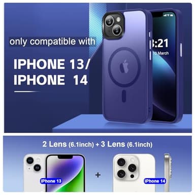 Vlanxie Upgraded Magnetic for iPhone 13 Case/iPhone 14 Case,[Compatible with Magsafe & Military-Grade Protection] Slim Phone Case for iPhone 13/14 6.1 inch (Deep Blue) - Image 7