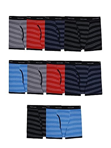 Fruit of the Loom Boys' and Toddler Boxer Briefs, Tag Free & Breathable Underwear, Color Multipacks, 10 Pack-Assorted Stripes - Image 1
