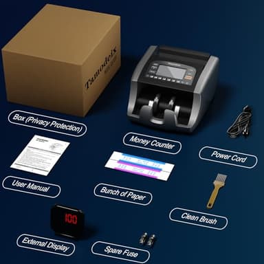 Tamodeix Money Counter Machine Dollar, Euro, MXN(Plastic Bills) Bill Counter(Can't Count Mixed denominations), UV/MG/IR/DD/DBL/HLF/CHN Counterfeit Detection Money Counter with LCD Display - Image 2
