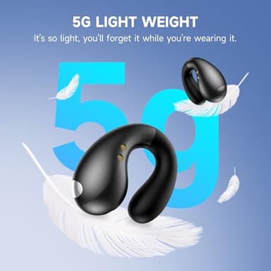 Open Ear Earbuds Wireless Bluetooth 5.3 Earphones, Flexible Clip On Ear buds with 36H Playtime LED Display Bone Conduction Headphones, IPX7 Waterproof Light Weight Fit for Every Ear, Sport, Workout - Image 6