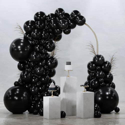 PartyWoo Black Balloons 128 pcs Different Sizes Pack of 18 12 10 5 Inch Matte Black Latex Balloon Arch Kit Garland for Graduation Halloween New Year Anniversary Birthday Party Decorations Black-Y18 - Image 1