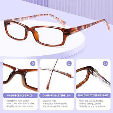Kerecsen Reading Glasses 5 Pairs Fashion Ladies Readers Spring Hinge with Pattern Print Eyeglasses for Women (5 Pack Brown, 3.00) - Image 5