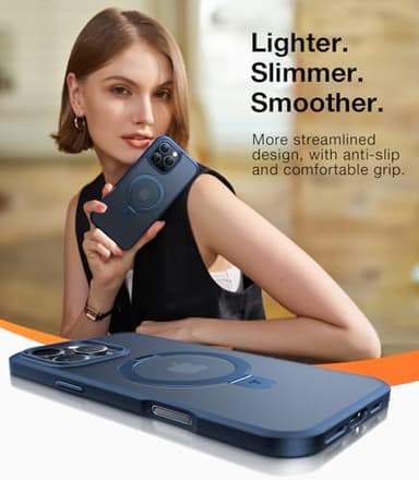 TORRAS Magnetic Ostand for 16 Pro Max Case with Stand, [Military Grade Drop Tested][Compatible with MagSafe] Translucent Slim Back Soft Edge Case for 16 Pro Max 6.9 inch 2024, Blue - Image 6