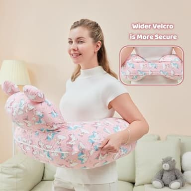 lasoftan Nursing Pillow for Breastfeeding, Breast Feeding Pillow for Mom Support, Adjustable Waist Strap and Removable Cotton Cover, Unicorn - Image 7