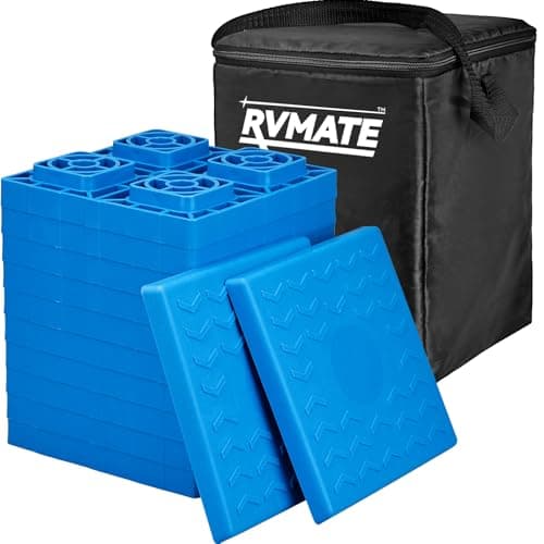 RVMATE RV Leveling Blocks 12 Pack, Heavy Duty Camper Leveling Blocks, Leveling Blocks for RVs, Reduce Trailer Movement, Trailer Leveling Blocks Great for Single and Dual Wheels - Image 1