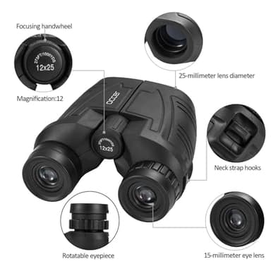 Occer 12x25 Compact Binoculars for Adults and Kids, Large Eyepiece Waterproof Binocular with Low Light Vision,High Powered Easy Focus Binoculars for Bird Watching,Outdoor Hunting,Travel,Sightseeing - Image 4
