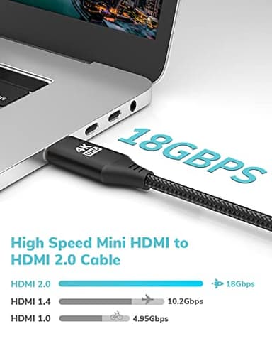 KELink Mini HDMI to HDMI Cable 3.3FT, [Aluminum Shell, Braided] High Speed 4K 60Hz HDMI 2.0 Cord, Compatible with Camera, Camcorder, Tablet and Graphics/Video Card, Laptop, Raspberry Pi Zero W - Image 5
