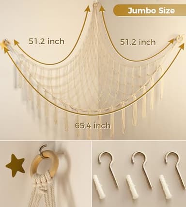 Stuffed Animal Storage Hammock Net - Toy Hammock Net for Stuffed Animals Corner - Hanging Stuff Animal Organizer Holder Large Size Baby Nursery Room Decor - Image 5