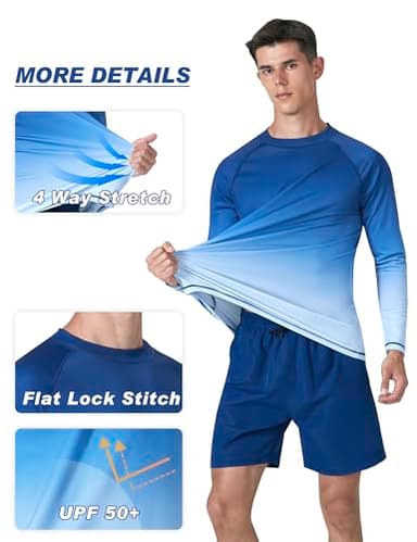 KPSUN Mens Swim Shirts UPF 50+ Rash Guard Long Sleeve Sun UV Protection Beach Shirts Quick Dry Fishing T-Shirt - Image 4