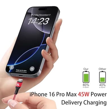 240W USB C to USB C Cable 10FT Red, iPhone 15 Fast Charging Cable, Long Braided Type C Cord for MacBook Pro, iPhone 15Pro/15Plus/15ProMax, iPad Pro/Air, Samsuang Galaxy S24 S23, Switch,PS5 (USB 2.0) - Image 3