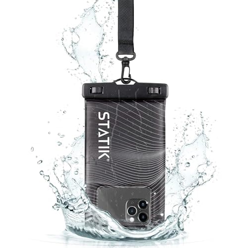 Statik MarCase Waterproof Phone Pouch - Floating Waterproof Bag, Light Reflective Stripes for Easy Phone Retrieval, Designed with WakeSurf World Champion Noah Flegel, Phones up to 7 inch (Black) - Image 1