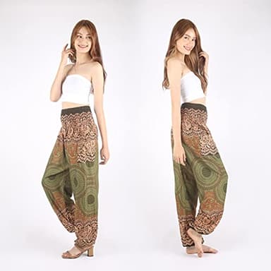 Boho Pants 2-Pocket Flowy Harem Pants Women for Yoga Travel Hippie Clothes - Image 2