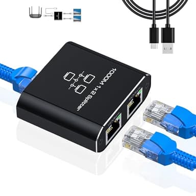 LIEZHUA Gigabit Ethernet Splitter 1 to 2 - Network Splitter with USB Power Cable, RJ45 Internet Adapter 1000Mbps High Speed for Cat 5/5e/6/7/8 Cable [2 Devices Networked Simultaneously] - Image 1