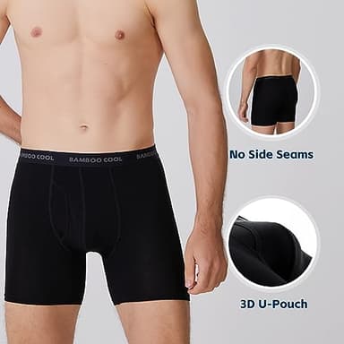 BAMBOO COOL Men's Ultra ComfortSoft Underwear, Moisture Wicking & Breathable No Ride Up Boxer Briefs with Fly, Multipack - Image 4