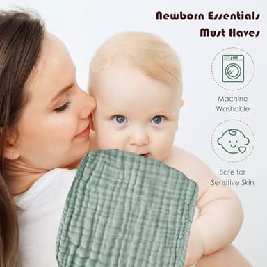 Spotted Play Muslin Burp Cloths 100% Cotton Large 20''x10'' Extra Soft and Absorbent Baby Wash Cloths Spit Up Rags - Baby Burping Cloth for Boys Girls Items(12 Pack Green) - Image 7