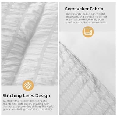 HYLEORY Queen Size Seersucker Comforter Set - 7 Pieces Reversible Comforters Bedding Sets, All Season Bed in a Bag with Comforter, Sheets, Pillowcases & Shams White - Image 5
