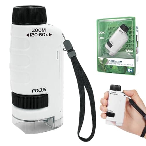 Kids Microscope, Portable Microscope for Kids Zoom 60x-120x, Little Scientist Lab Education, Gifts for Girls Boys 8-12, STEM Handheld Scope, Science Toys - Image 1