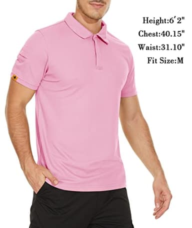 V VALANCH Mens Polo Shirts Short Sleeve Moisture Wicking Golf Polo Athletic Collared Shirt Tennis T-Shirt Tops Pink 5X - Image 2
