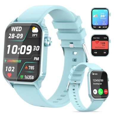 TRAUSI Smart Watches for Women Men, 1.83" HD Smartwatch with 120 Sports Modes, Sleep Monitor, Heart Rate (Light Cyan) - Image 1