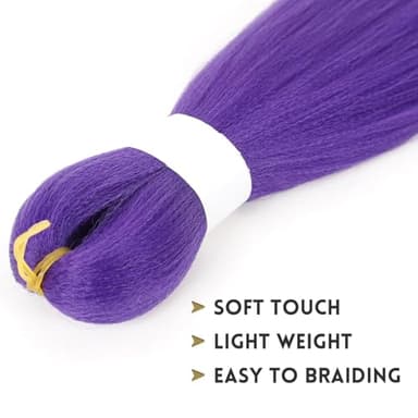 Purple Braiding Hair Pre Stretched Synthetic Braiding hair Extensions for Braids Purple Long Rumi Wig Halloween Costume Cosplay (24 inches) - Image 5