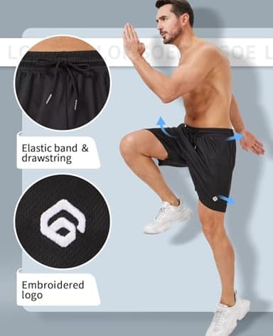 lomsoe 5 Pack Gym Shorts Men 5 Inch Quick Dry Mesh Shorts Men Lightweight Training Athletic Running Shorts with Pockets - Image 4