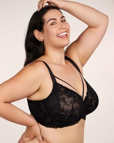 HSIA Minimizer Bras for Women Full Coverage, Unlined Lace Sexy Plus Size Underwire Bra for Large Breasts Black - Image 2