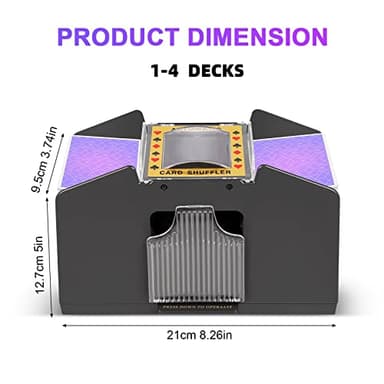FEIERYA Automatic Card Shuffler 4 Deck,Battery-Operated Electric UNO Poker Shuffler,Playing Card Shuffler for Home Card Game,Travel - Image 3