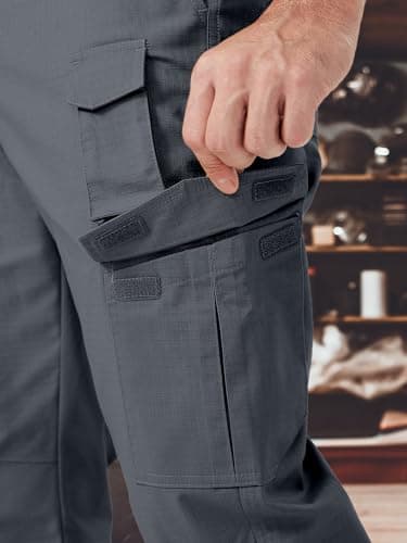 Winvote Men's Cargo Work Pants Water Resistant Tactical Pants 31" Lightweight Hiking Ripstop Pants Outdoor Apparel Grey 34 - Image 4