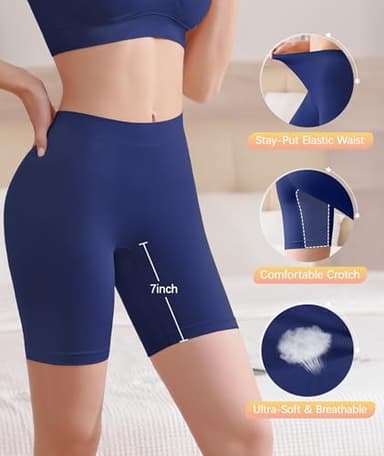 BESTENA 3 Pack Slip Shorts Seamless Smooth Workout Yoga Bike Shorts for Women Under Dresses - Image 4