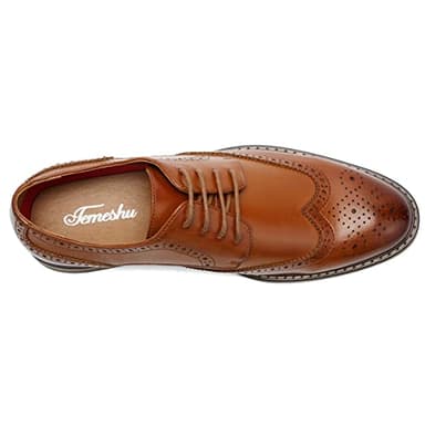 Temeshu Men's Dress Shoes Casual Oxford Shoes Business Formal Shoes DS09 Brown 13 - Image 5