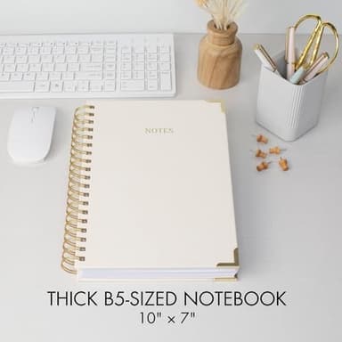 Aesthetic Thick Spiral Notebook Journal For Women in B5 Format - Modern Linen Hardcover College Ruled Note Book With 300 Lined Pages - Perfect For Writing And Staying Organized at Work or School - Image 5