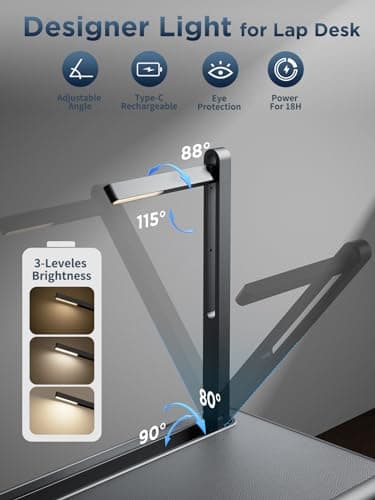 SAIJI Lap Desk with LED Light, Portable Laptop Tray with Cushion - Fits Up to 17" Laptops & MacBook, Lap Table Stand for Bed and Couch, Lap Desk for Writing and Reading - Image 3
