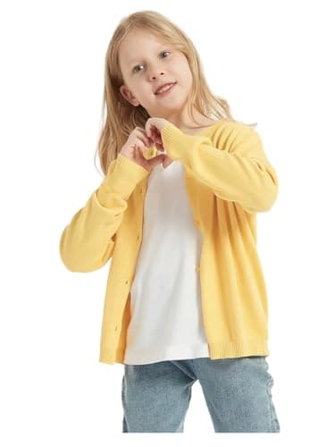 Miccina Girls Cardigan Sweater School Uniforms Toddler Long Sleeve Button Knit Solid Sweaters Tops Navy - Image 7