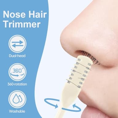 Nasal Hair Cutter, 2025 Upgraded 2 in 1 Nasal Hair Trimmer for Women Men, Manual 360° Rotating Nose Hair Remover Tool with Ear Digger Travel Essentials (Beige, 3 Pcs) - Image 2