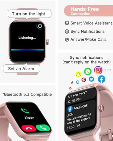 TOOBUR Smart Watch for Women Alexa Built-in, 1.95" Fitness Tracker with Answer/Make Calls, IP68 Waterproof/Heart Rate/Sleep Tracker/100 Sport Modes, Fitness Watch Compatible Android iOS - Image 2
