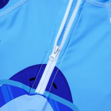 18-24 Months Baby Boys Swimsuit Rash Guard Swimwear Blue Shark Fish Long Sleeve Bathing Suit One-Piece Beach Sunsuit with Sun Hat - Image 6