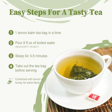 FullChea - Lemon Balm Tea Bag, 40 Teabags, 1.5g/bag - Premium Lemon Balm Herb - Melissa Officinalis - Non-GMO - Caffeine-free - Promotes Relaxation & Support Digestion, 40.0 Count - Image 6