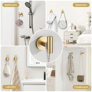 Brushed Gold Bathroom Hardware Accessories Set 4 Pieces Towel Bar Set Modern Round Towel Ring 19.68 in Towel Bar Towel Hook and Toilet Paper Holder Stainless Steel Wall Mounted - Image 7