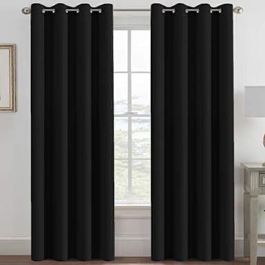 H.VERSAILTEX 100% Blackout Curtains for Bedroom Black Out Curtains 96 inch Thermal Insulated Long Blackout Curtains for Living Room, Energy Saving Curtains for Patio Door Grommet (1 Panel, Jet Black) - Image 1