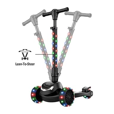 Jetson Scooters - Jupiter Mini 3 Wheel Kick Scooter (Black) - Collapsible Portable Kids Three Wheel Push Scooter - Lightweight Folding Design with High Visibility RGB Light Up LEDs on Stem and Wheels - Image 3