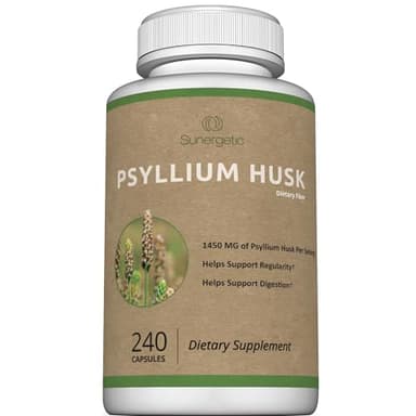 Premium Psyllium Husk Fiber Supplement 1450mg, 240 Capsules - Image 1