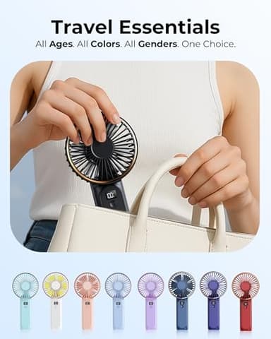 TUNISE Portable Handheld Fan, 4000mAh, 180 Adjustable, 6 Speed Wind, Display Electricity in Real Time, USB Rechargeable Foldable Personal Fan - Image 6