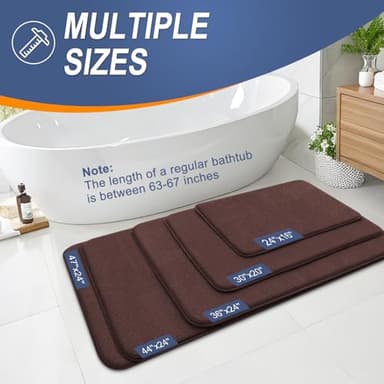 OLANLY Thick Memory Foam Bath Mat Rug 24x16, Extra Soft Absorbent Bathroom Rug, Quick Dry Bath Mats, Non-Slip, Machine Washable Carpet for Bathroom, Tub and Shower, Home Decor Accessories, Brown - Image 5