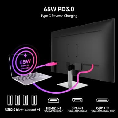 KTC 32 Inch 4K Smart Monitor with Google TV System UHD 3440x2560P Hey Google Voice Remote Netflix Licensed Dolby Audio HDR KVM Technology WiFi Bluetooth 65W PD Type C Fast Charger VESA Support - Image 8
